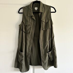 A New Day Olive Green Zip Up Vest Size Small
